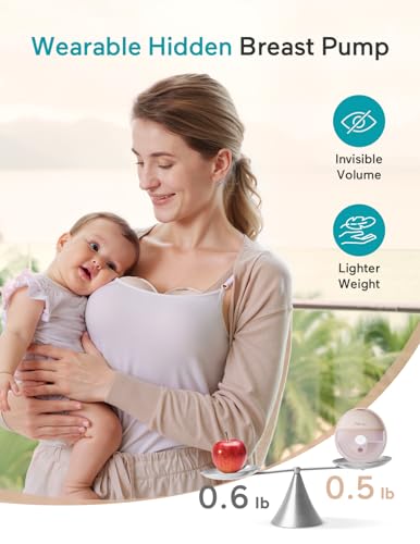 Paruu Hands Free Breast Pump P16, Wearable Breast Pump Electirc Portable with 4 Modes & 12 Levels, Max 309mmHg Strong Suct...