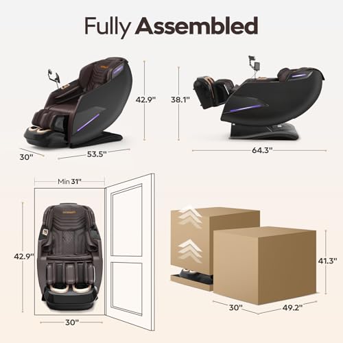4D Massage Chairs Full Body,Zero Gravity SL-Track Shiatsu Massage Chair Recliner,Core Heating,20 Massage Techniques,Deep Y...