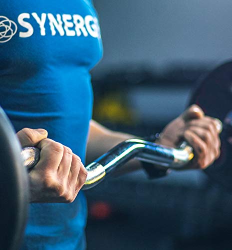Synergee Fixed Easy Curl Bar Pre Weighted Curved Steel Bar with Rubber Weights - Fixed Weight