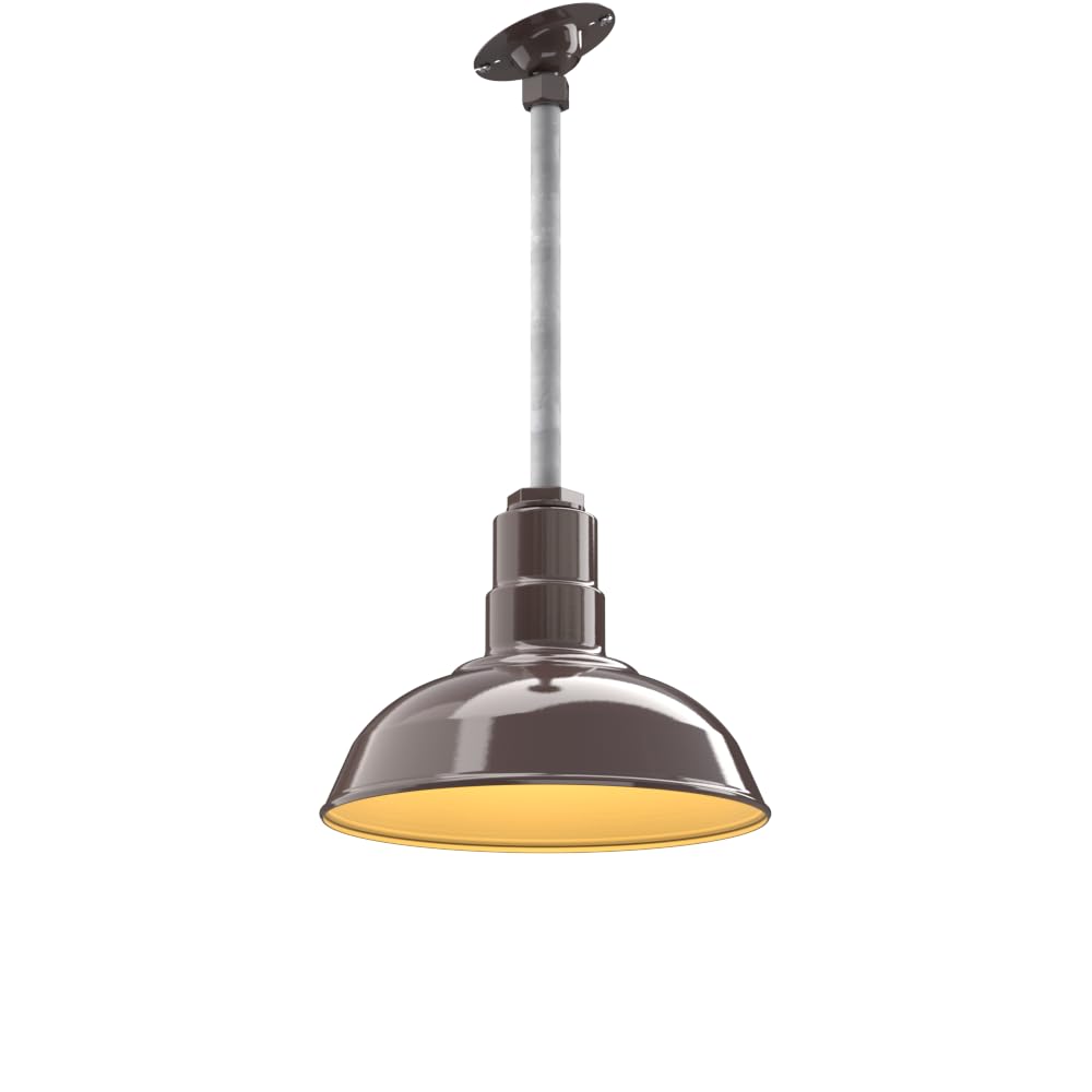 Steel Lighting Co. Pendant Light | 12in Dome | Heavy Duty Alloy Steel | Dark Bronze/Brass