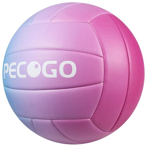 PECOGO Size 5 Volleyball - Durable PU Leather, Indoor/Outdoor. Soft Control, Great Airtightness for Training/Games. Ideal ...