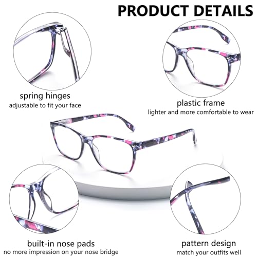 CLASAGA Progressive Multifocus Reading Glasses for Women, Pattern Print Blue Light Block Stylish Ladies Computer Readers
