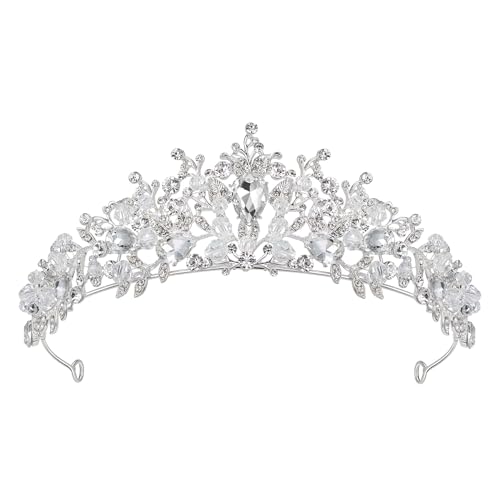 SWEETV Jeweled Wedding Tiaras and Crowns for Women, Metal Princess Tiara Queen Crown for Bride, Bridal Headpieces for Birt...