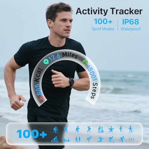 DIVElink Smart Watch for Men Women Bluetooth Notifications/Calls,100+ Sports Mode Fitness Tracker with Heart Rate/Sleep Mo...
