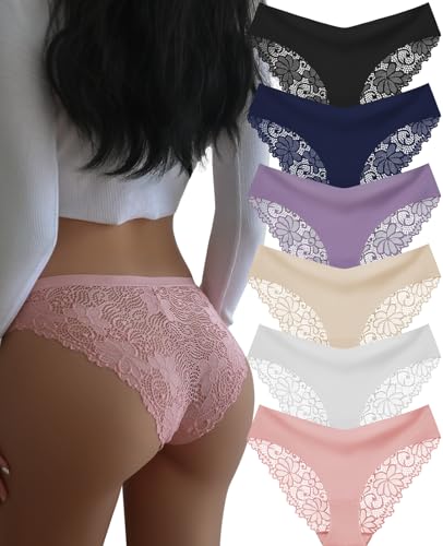DHFBABY Sexy Cheeky Womens Underwear Comfortable Seamless Panties Luxurious Lace Bikini Briefs