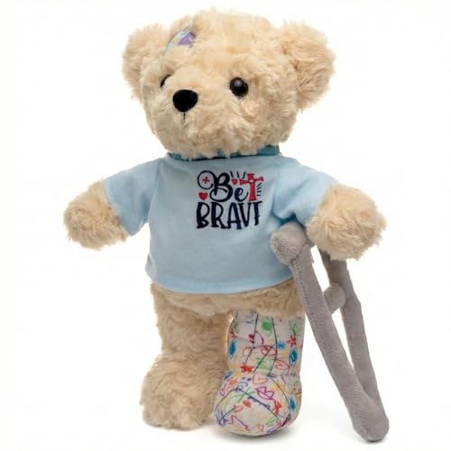 SHSEEN 10" Broken Leg Teddy Bear with Reversible Crutches & Cast, Get Well Soon Gifts for Kids & Knee Surgery Recovery, So...