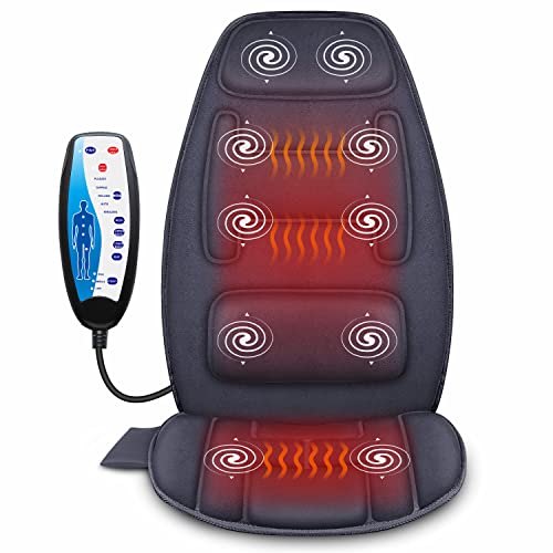 Snailax Massage Seat Cushion with Heat - Extra Memory Foam Support Pad in Neck and Lumbar,10 Vibration Massage Motors, 2 H...