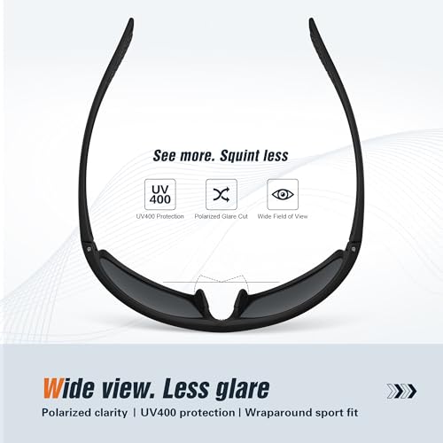 VMAEB Sports Polarized Sunglasses for Mens Womens - Wrap Around TR90 Sun Glasses UV400 Shades for Cycling Fishing Running