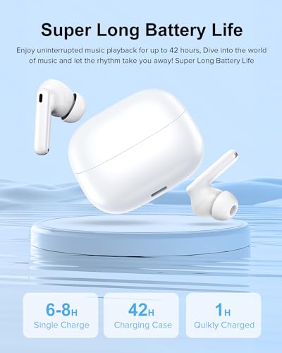 TUMJUN Wireless Earbuds, 42H Playtime Bluetooth 5.3 Headphones, HiFi Stereo Call Noise Cancelling Earbuds, IPX7 Waterproof...