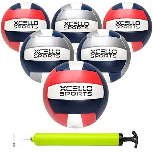 Xcello Sports Volleyball with Pump Navy/Silver, Navy/Red (Pack of 12)