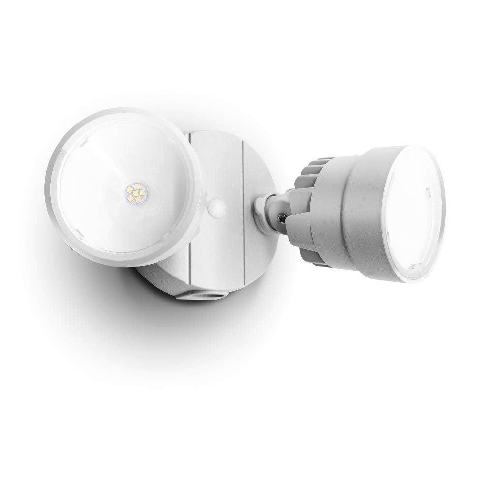 LUTEC Dual-Head Outdoor Flood Light, 1130 Lumen, 15 Watt, Waterproof, 1 Pack, White
