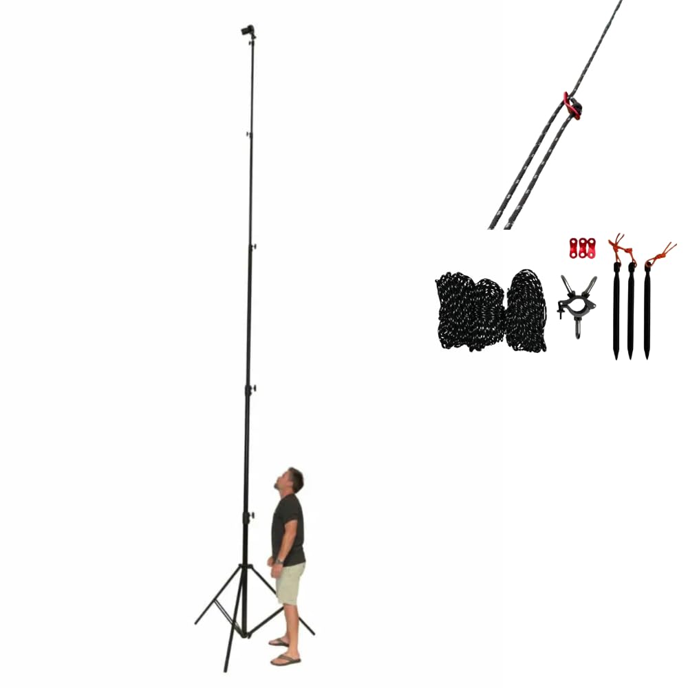 Glide Gear TST 20 Sky High 20' Tall Video Camera Tripod Stand – Air-Cushioned Telescoping Sections, Supports Up to 8 lbs – Ideal for Overhead Shots in Film & Photo - Stabilization Kit Included