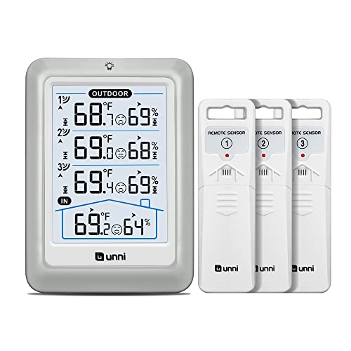 Indoor Outdoor Thermometer Wireless, 4.5 Inch Display Digital Hygrometer Thermometer Temperature Humidity Monitor with 330...