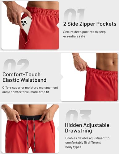 MIER Men's 2 in 1 Running Shorts - 7" Workout Gym Athletic Shorts for Men, Quick Dry Lightweight with Pockets for Training