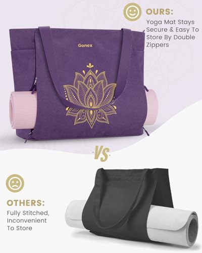 Gonex Yoga Mat Bag, Large Tote Bag with Multi Pockets for Women Men, Canvas Mat Carrier, Full Zipper Easy Access for Pilat...