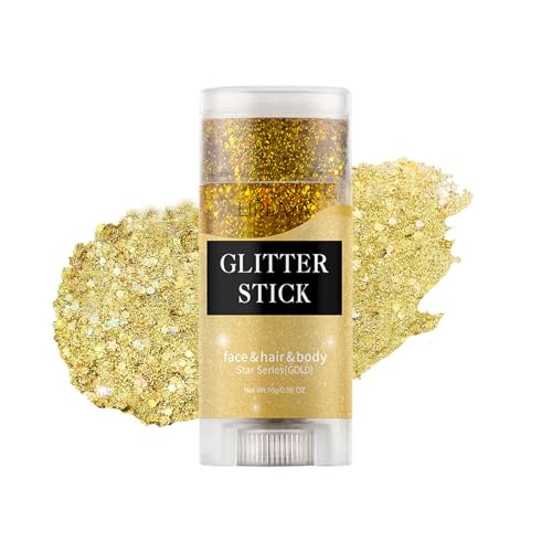 Gold Face and Body Glitter Stick,Holographic Neon Accessories Outfit Singer Concert Sparkling Festival Rave Glitter Makeup