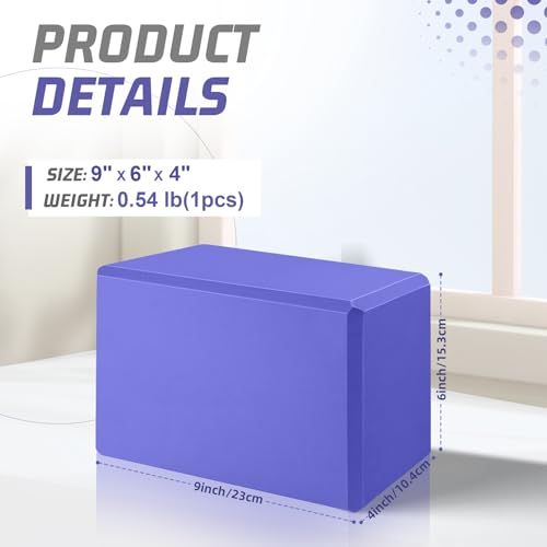 2025 Biguphate Yoga Blocks 9x 6x4 Inch，1 Pack EVA Foam Yoga Block Supportive Latex-Free, Non-Slip Exercise Blocks, Yoga Ac...