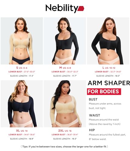 Nebility Arm Compression Sleeve Women Arm Shaper Post Surgery Post Surgery Front Closure Bra