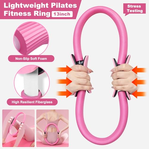 Dilobio Pilates Kit, Home Pilates Essentials Kit for Women, Pilates Equipment Ring and Ball Set, Magic Circle with 5 Resis...