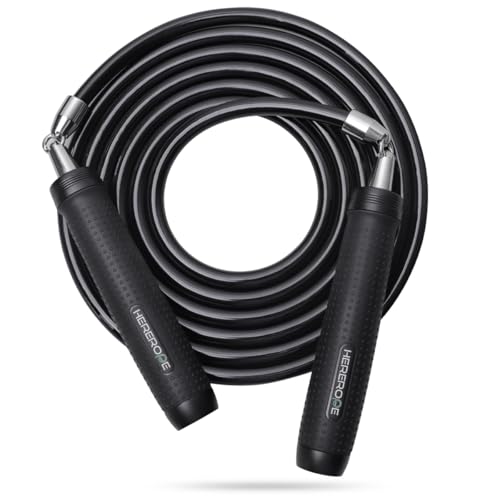 Weighted Jump Rope 1LB for Men & Women - Heavy Duty 11mm Steel Cable, Metal Handles with Smooth Spin, Comfortable Grips & ...