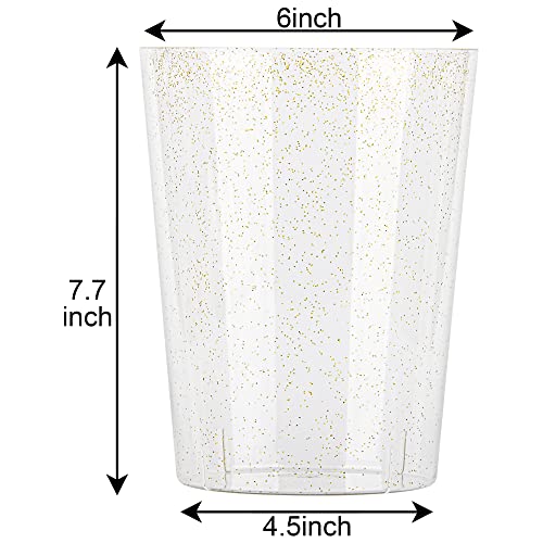 Tiawudi 12 Pack Plastic Ice Bucket For Parties, Gold Glitter Clear Wine Cooler for Wedding, Good as One Large Champagne Ch...