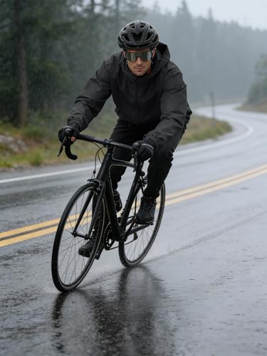 UIQUR Mens Rain Jacket Lightweight Windbreaker Waterproof Raincoat Cycling Running Hiking Gear Hood Packable