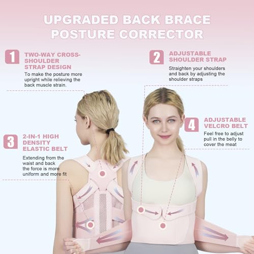 Posture Corrector for Women and Men Upgraded Back Brace, Adjustable Back Support for Upper and Lower Back Pain Relief, Sho...
