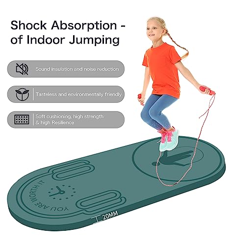 LERYG 8/20/30mm Jump Rope Mat Fitness Exercise Mat Durable, Non-Slip, Workout Mats with Jump Rope & Carrying Bag for Home ...