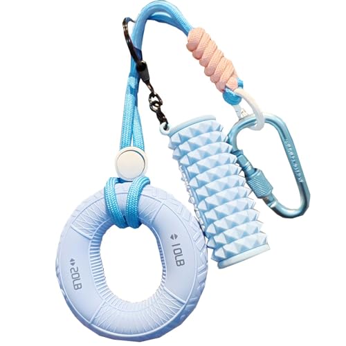Silicone Grip Strengthener with Mini Foam Roller Keychain Bag Charm- Portable Hand Exerciser
