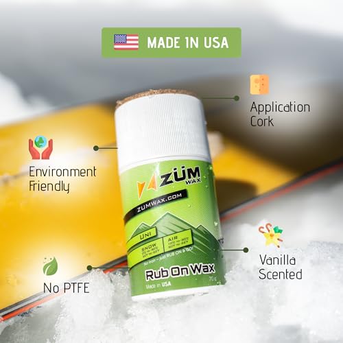 ZUMWax Rub-On Ski/Snowboard/Nordic/Cross-Country Wax 70g, UNIVERSAL, Easy cork applicator, long-lasting performance, secre...
