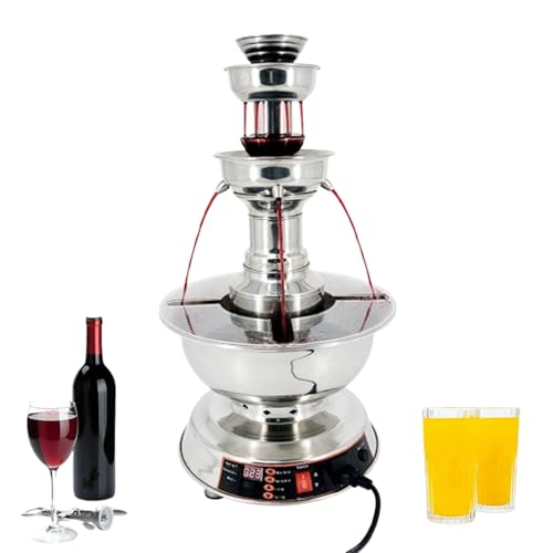 INTBUYING 3-Tier Red Wine Fountain Machine Champagne Beverage Warmer Dispenser Commercial Grade 3.5L 304 Stainless Steel 1...