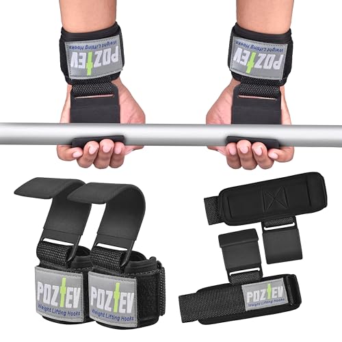 Weight Lifting Hooks (PAIR) - Padded Wrist Wraps - Hand Grips Deadlift Straps for Men and Women - Grip Support for Bodybui...