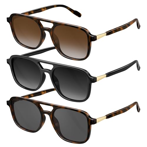 konqkin Retro Aviator Sunglasses for Women Men:Polarized Trendy Vintage 70s Rectangle Womens Shades Sun Glasses UV Protection