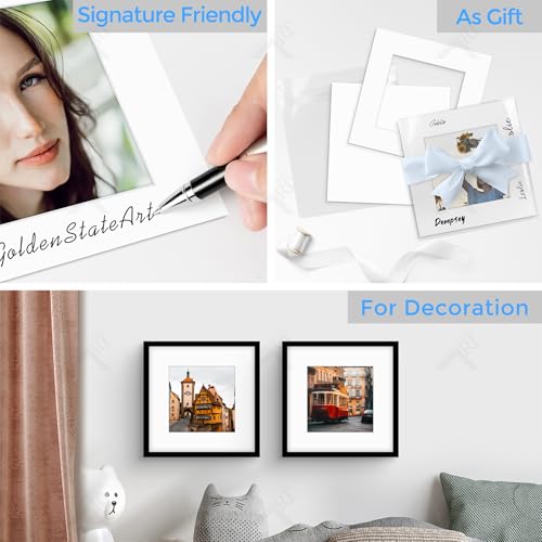 Golden State Art, Acid Free, Pack of 25, 12x12 White Picture Mats Mattes with White Core Bevel Cut for 8x8 Photo + Backing...