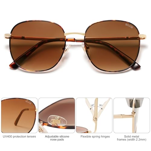 SOJOS Classic Trendy Square Sunglasses for Women Men Cute Big Frame Gold Shades SJ1137