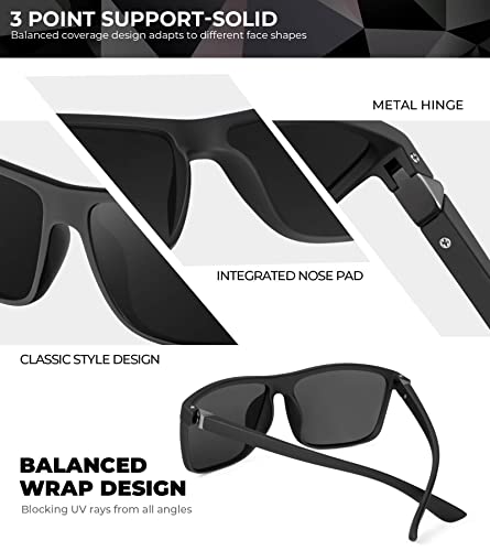 KALIYADI Polarized Sunglasses for Men and Women, Mens Sun Glasses with UV Protection for Driving Fishing Golf (3 Packs)