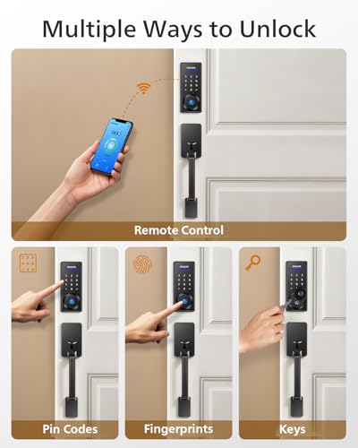 Philips Wi-Fi Smart Lock with Handle, Keyless Entry Keypad Door Lock with Handle, Front Door Deadbolt Set with WiFi Gatewa...