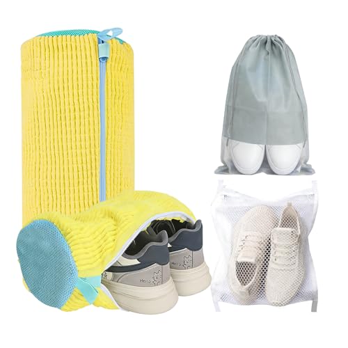 4Pcs Reusable Shoe Washing Machine Bag Set (Cleaning, Drying and Storage) - 360° Deep Cleaning - Large Laundry Shoe Cover ...