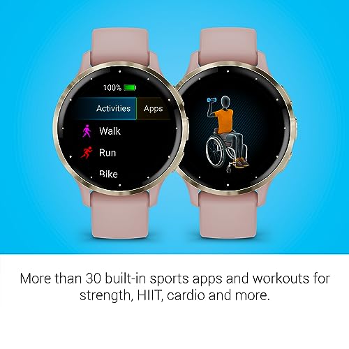Garmin Venu 3S Soft Gold Stainless Steel Bezel 1.2-Inch AMOLED Touchscreen Display Smart Watch with 41mm Dust Rose Case an...