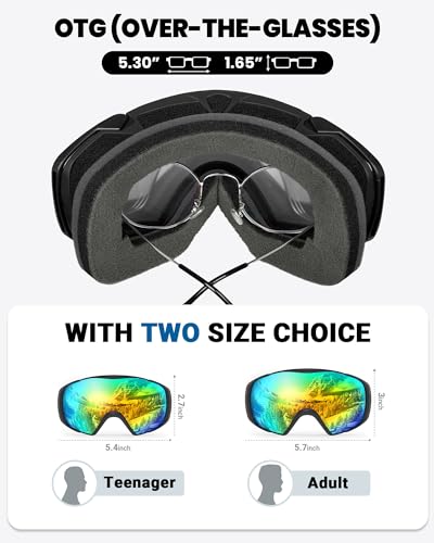 OutdoorMaster Ski Goggles with Cover Snowboard Snow Goggles OTG Anti-Fog