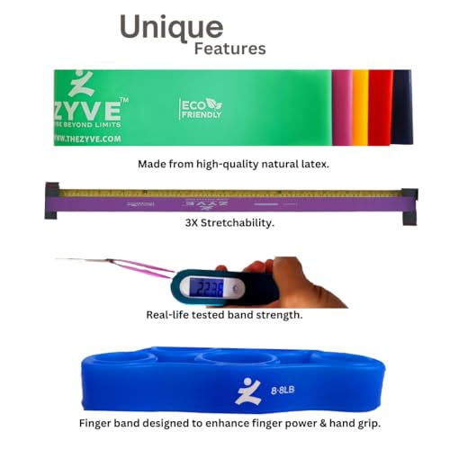 ZYVE Resistance Bands Set for Women & Men –12" Heavy Duty Natural Rubber Exercise Loop Bands for Legs, Glutes, Strength Tr...