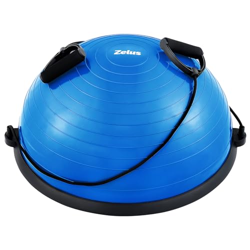 ZELUS Balance Ball Trainer with Resistance Bands and Foot Pump, Inflatable Yoga Ball for Home Gym Workouts, 23 Inch Exerci...