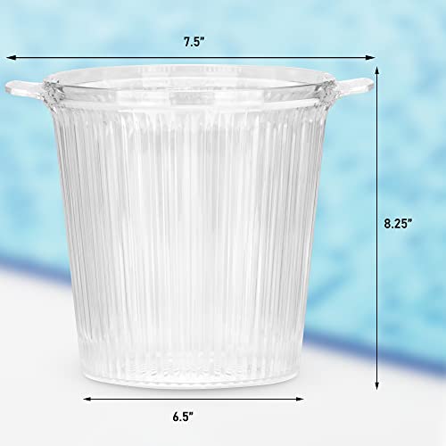 DecorRack 6 Pack Acrylic Ice Buckets with Handles, 2.5 Liter Crystal Clear Wine Buckets, Perfect Champagne Bottle Tubs for...