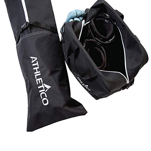 Athletico Ski Bag and Ski Boot Bag Combo - Ski Bags for Air Travel - Unpadded Snow Ski Bags Fit Skis Up to 200cm - For Me...