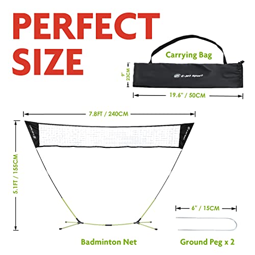 Badminton Net, Portable & Instant Setup (Tool Free Assembly) - Backyard Fun, Beach Park Picnic Outdoor Games, Green, 5.1 x...