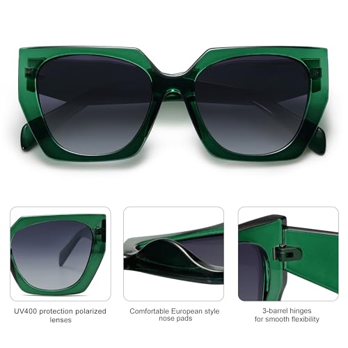 SOJOS Large Oversized Polarized Sunglasses for Women, Big Designer Womens Trendy Square Shades SJ2205