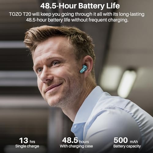TOZO T20 Wireless Earbuds Bluetooth Headphones 48.5 Hrs Playtime with LED Digital Display, IPX8 Waterproof, Dual Mic Call ...