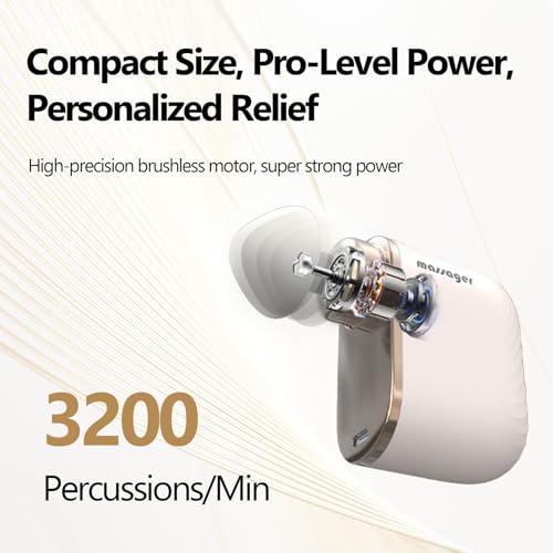 Mini Massage Gun, Portable Deep Tissue Muscle Massager with 4 Heads, Adjustable Speed & Pressure, Quiet Powerful Motor, Re...