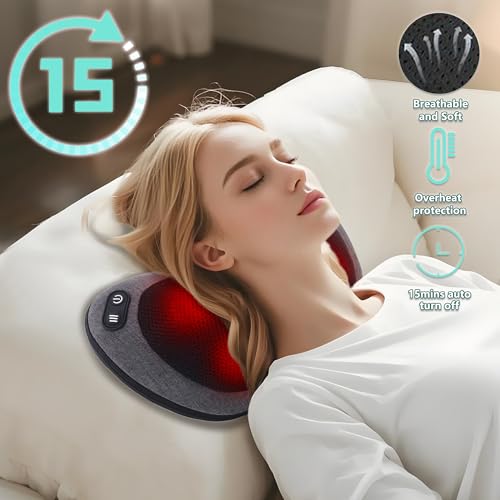 APXPF Shiatsu Neck and Back Massager with Heat - Deep Tissue Massage Pillow for Neck, Back & Shoulders Pain Relief, Ergono...