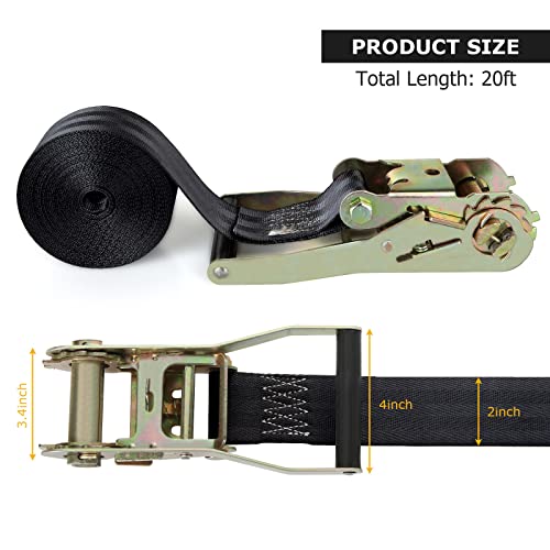 2 Pack 2 Inch Endless Ratchet Strap Heavy Duty 20ft Tie Down Straps Ratchet, 8000 LBS Break Strength, Cargo Ratchet Straps...